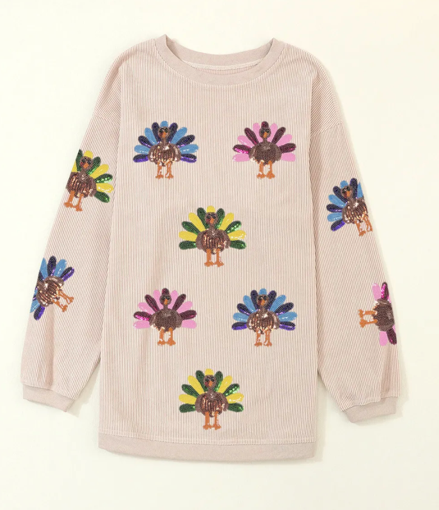 Sequin Turkey Baggy Sweatshirt *Multiple Colors* RTS