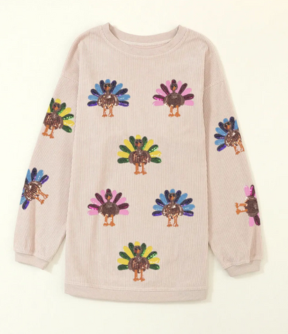 Sequin Turkey Baggy Sweatshirt *Multiple Colors* RTS