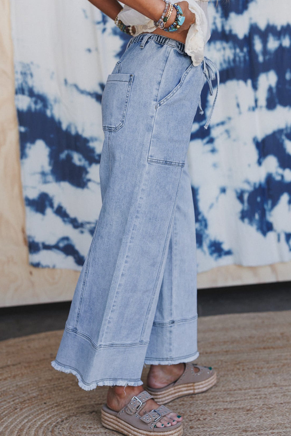 Seam-Detail Raw Hem Pants