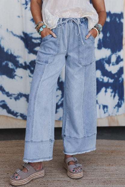 Seam-Detail Raw Hem Pants