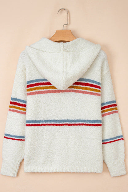 Stripe Hooded Popcorn Sweater LT