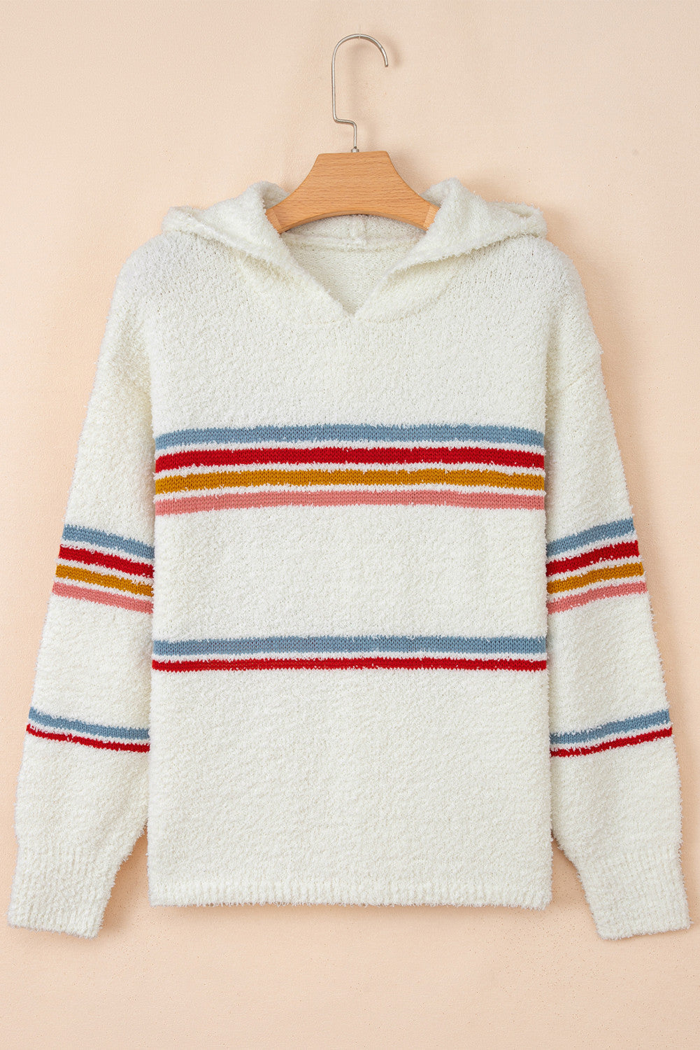 Stripe Hooded Popcorn Sweater LT
