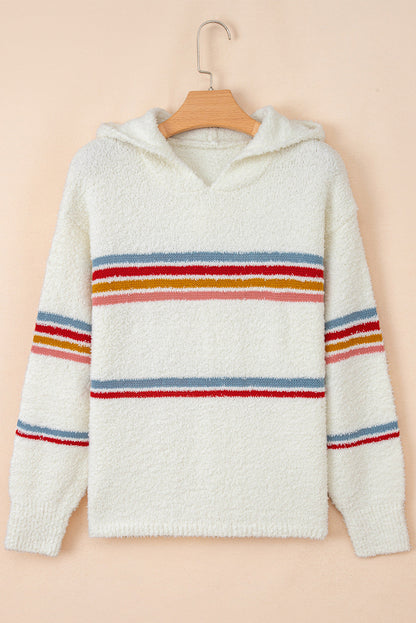 Stripe Hooded Popcorn Sweater LT