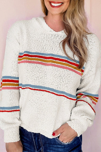 Stripe Hooded Popcorn Sweater LT