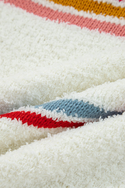 Stripe Hooded Popcorn Sweater LT