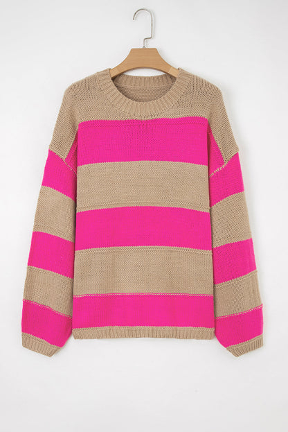 Stripe Colorblock Plus Size Sweater LT