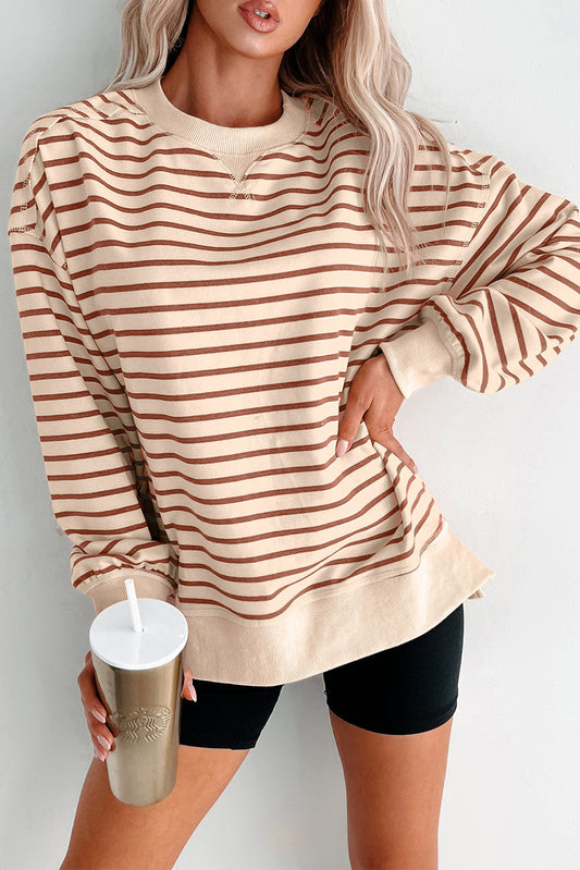 Stripe Ribbed Seam Sweatshirt LT