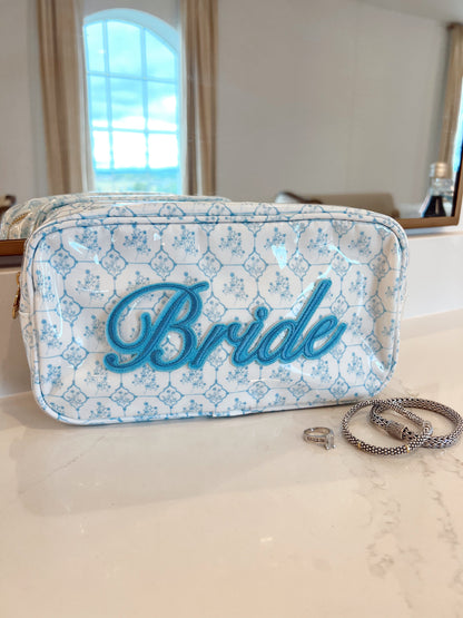 Pink + Blue Toile - Bride Large Bag
