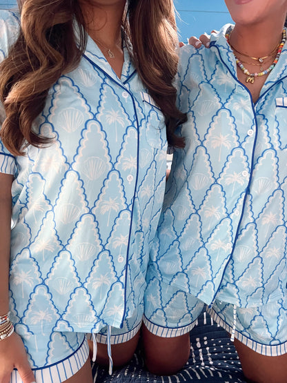 Blue Palms - Short Sleeve Pajama Set