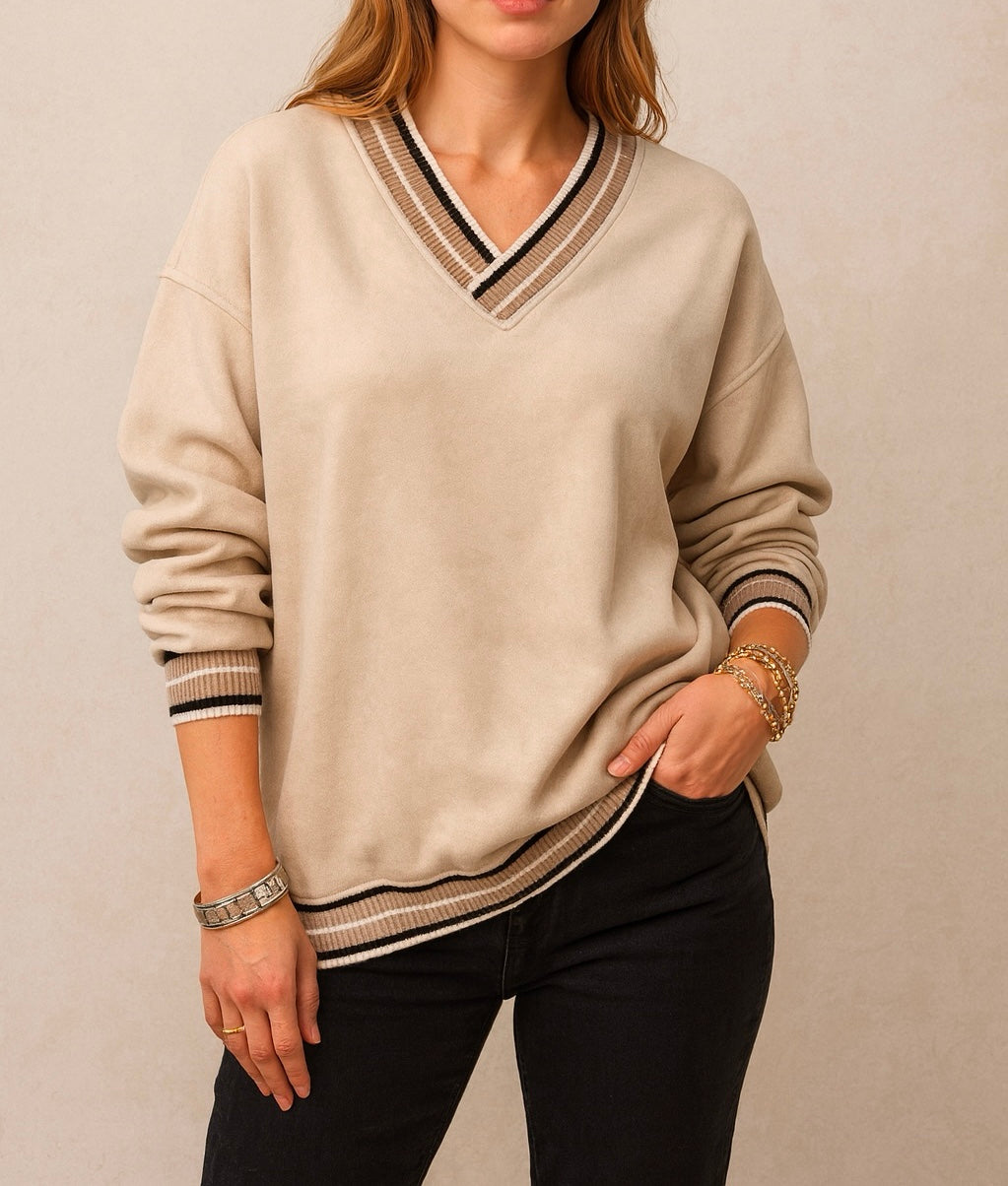 Varsity Striped Trim Sweatshirt November.