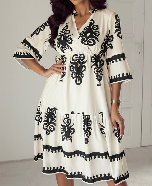 Western Print Midi Dress LT