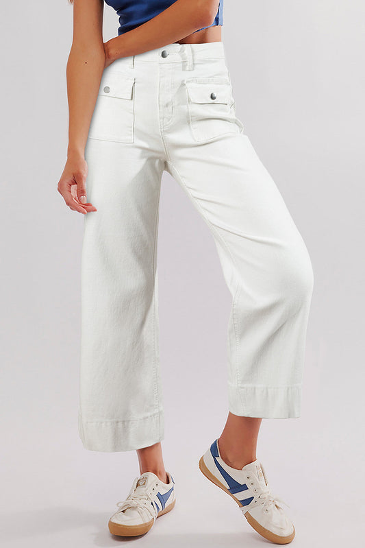 White Flap Pocket Jeans LT