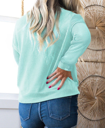 Blue Ribbed Patch Top LT
