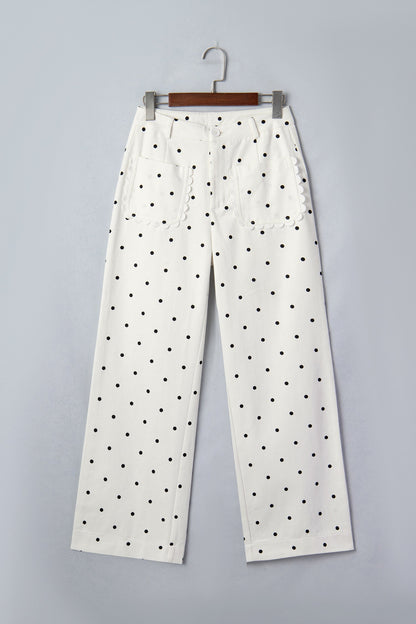 Polka-Dot Scalloped Jeans