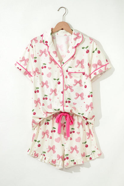 Beige Bow Fruit Pajamas LT