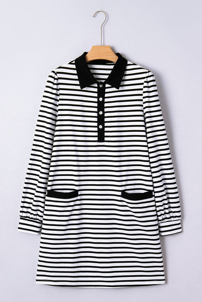 Stripe Collared T Shirt Dress LT