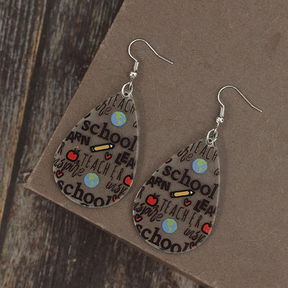 Acrylic Letter Teardrop Shape Earrings