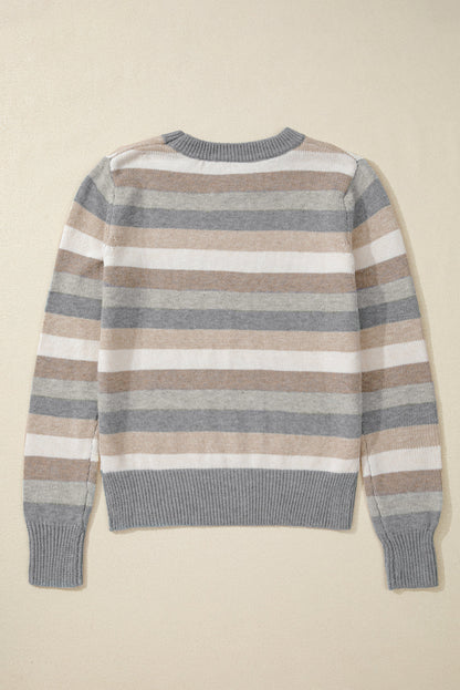 Gray and Khaki Striped Sweater LT