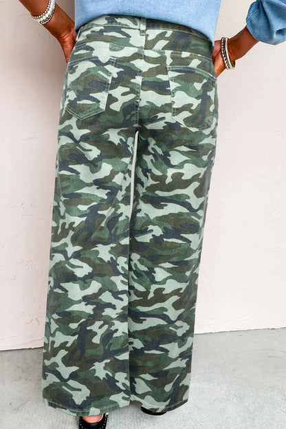 Green Camouflage Wide Leg Pants LT