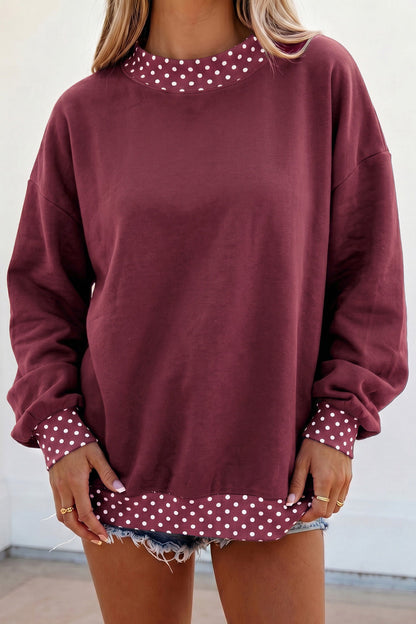 Polka Dot Trim Sweatshirt