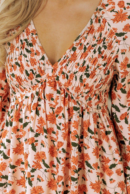 Beige Floral Babydoll Dress RTS