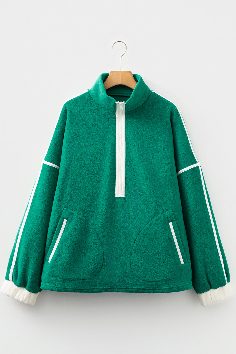 Green Contrast Plus Size Pullover LT