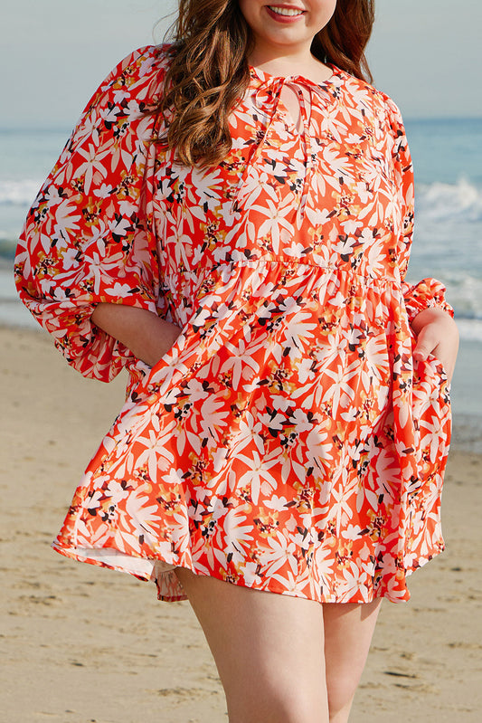 Orange Floral Plus Midi Dress RTS