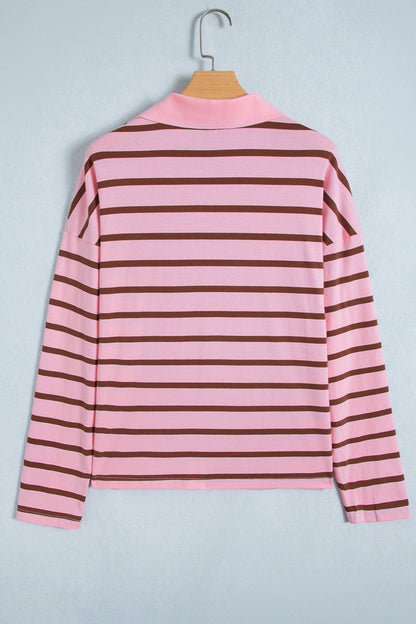 Pink Stripe Collar Top