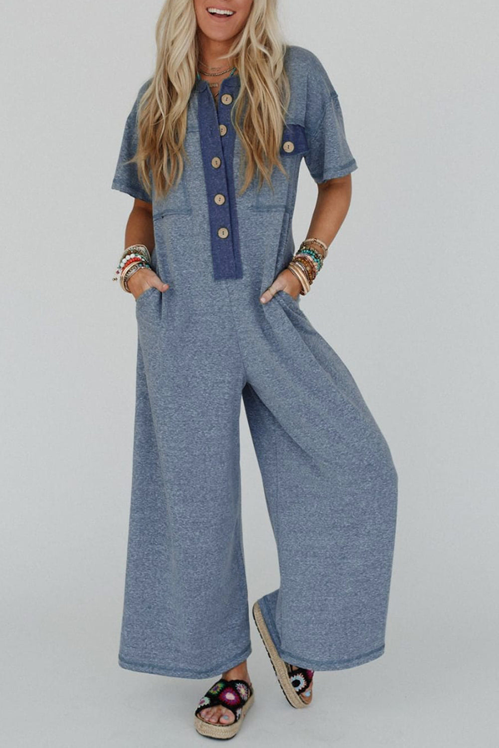 Blue Button Jumpsuit September.