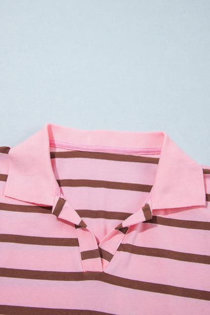Pink Stripe Collar Top