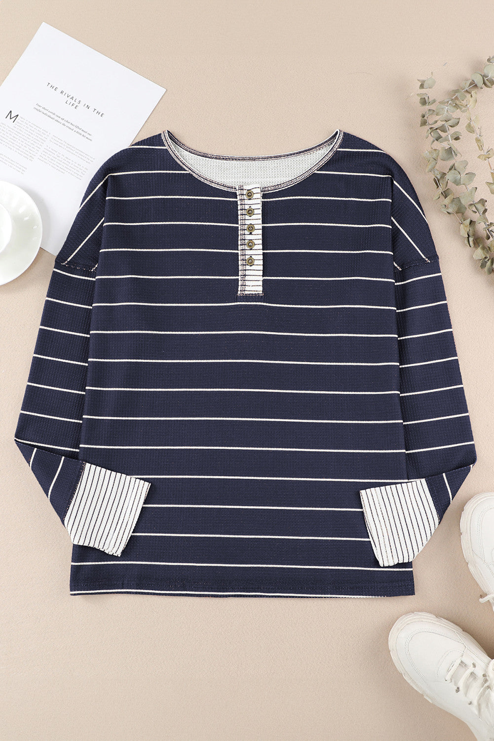 Stripe Waffle Knit Top LT