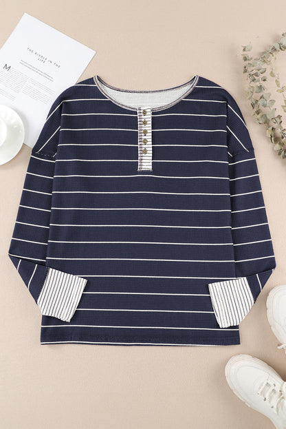 Stripe Waffle Knit Top LT