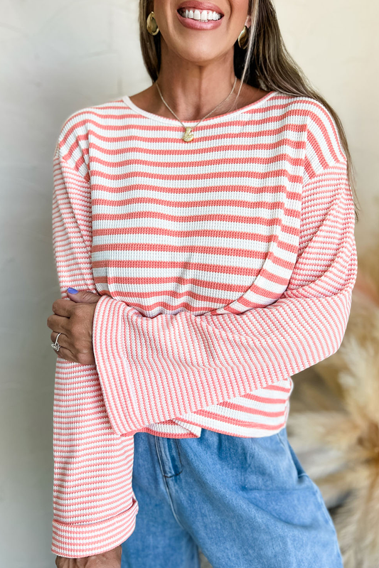 Pink Stripe Textured Top RTS