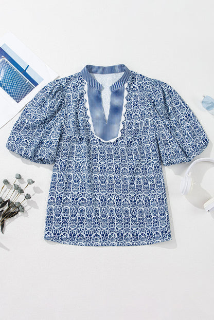Blue Floral Ric Rac Top LT