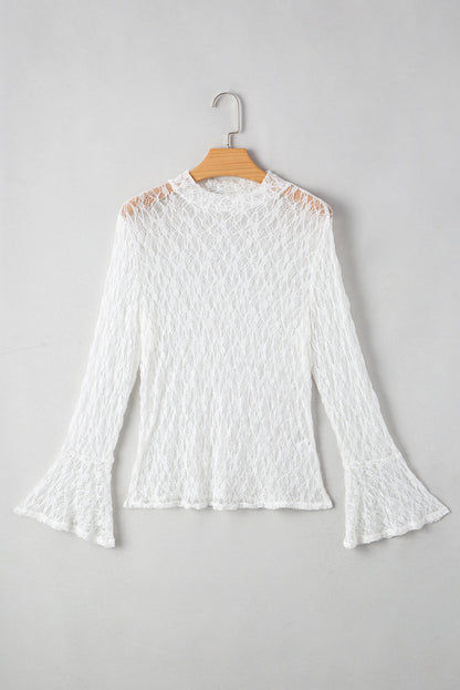 Sheer Lace Bell Sleeve Blouse LT