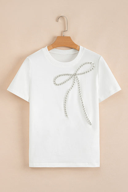 White Bow Rhinestone Top LT
