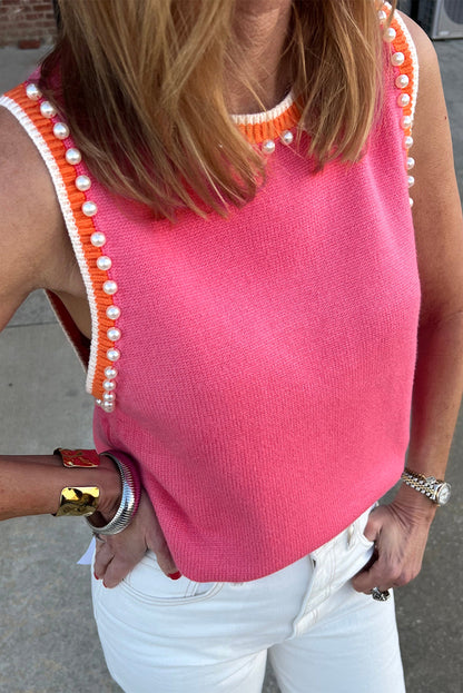 Pink Contrast Pearl Tank LT