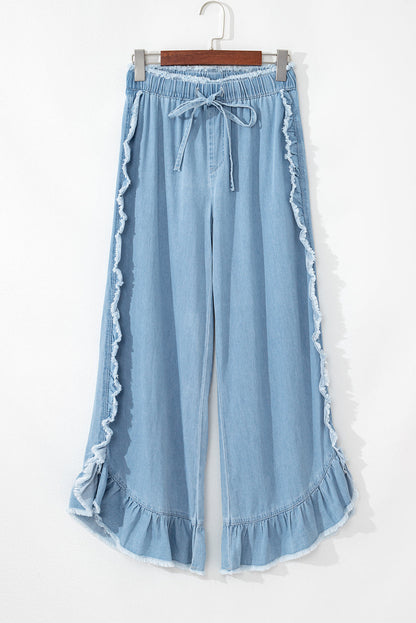 Raw Hem Ruffled Jeans LT