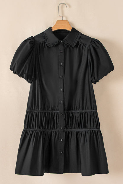 Black Ruffle Mini Dress RTS