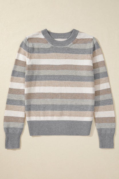 Gray and Khaki Striped Sweater LT