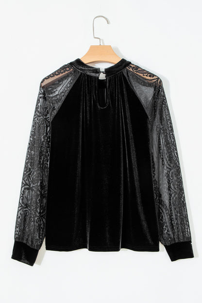 Black Lace Velvet Blouse