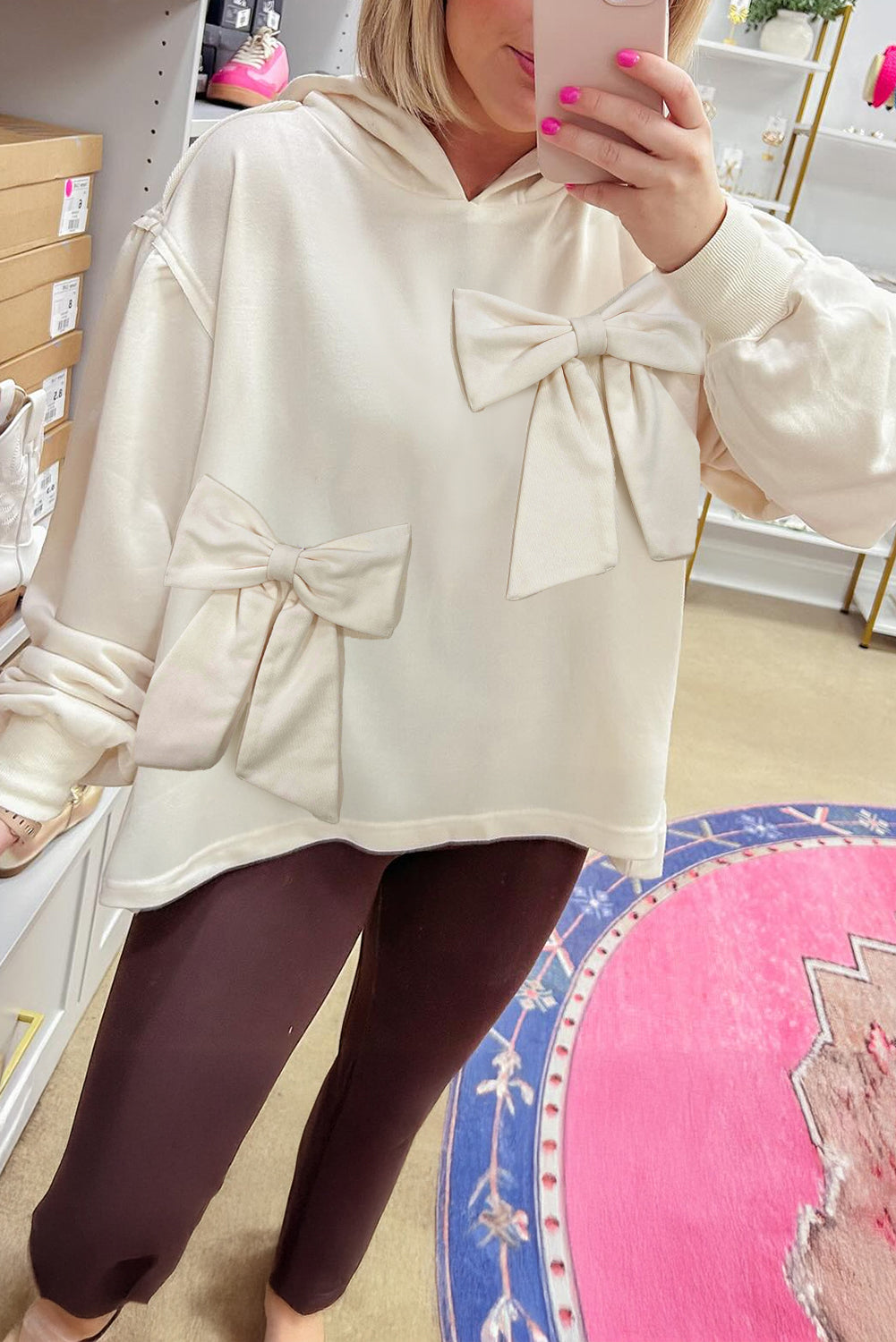 Cream Bow Hoodie RTS