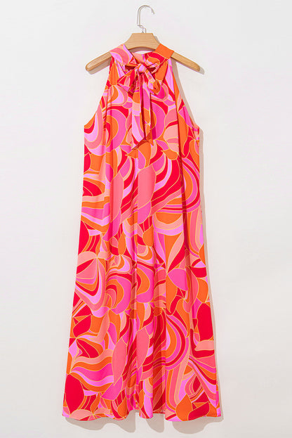 Abstract High Neck Maxi Dress RTS