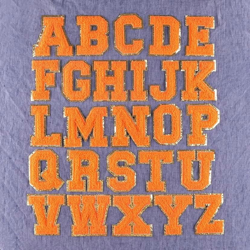 Chenille Letter Patches Orange