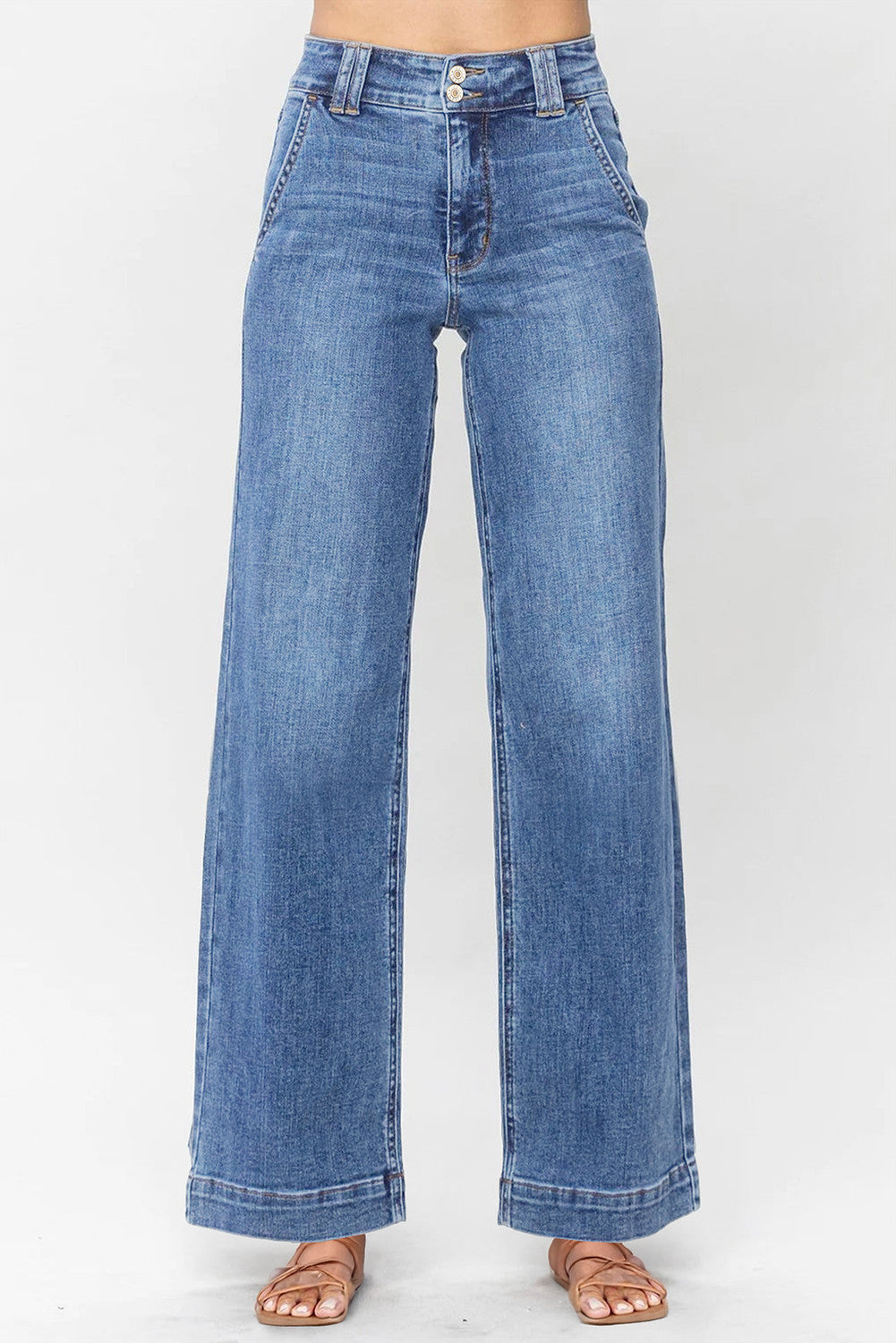 Double Button Fly Straight Jeans LT