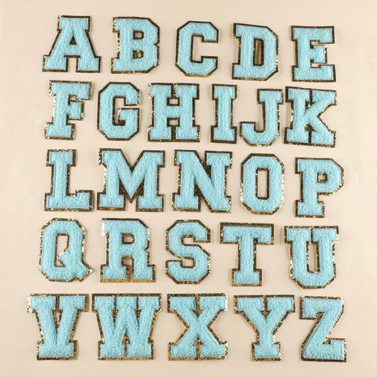 Chenille Letter Patches-Teal blue