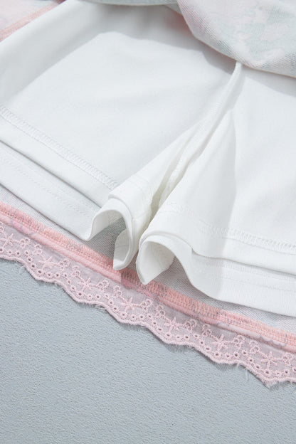 Pink Christmas Lace Skirt Set