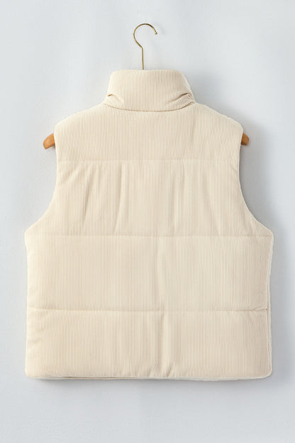 Corduroy Zip Up Puffer Vest