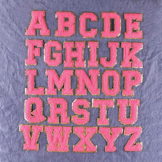 Chenille Letter Patches-Bright Pink