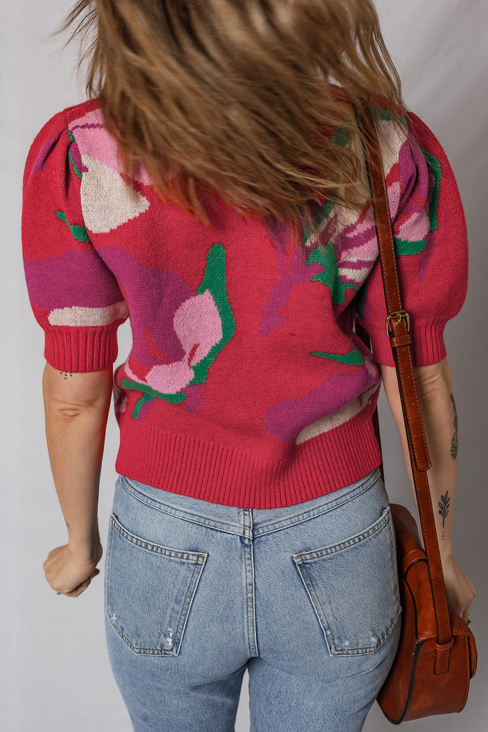 Red Floral Abstract Sweater LT